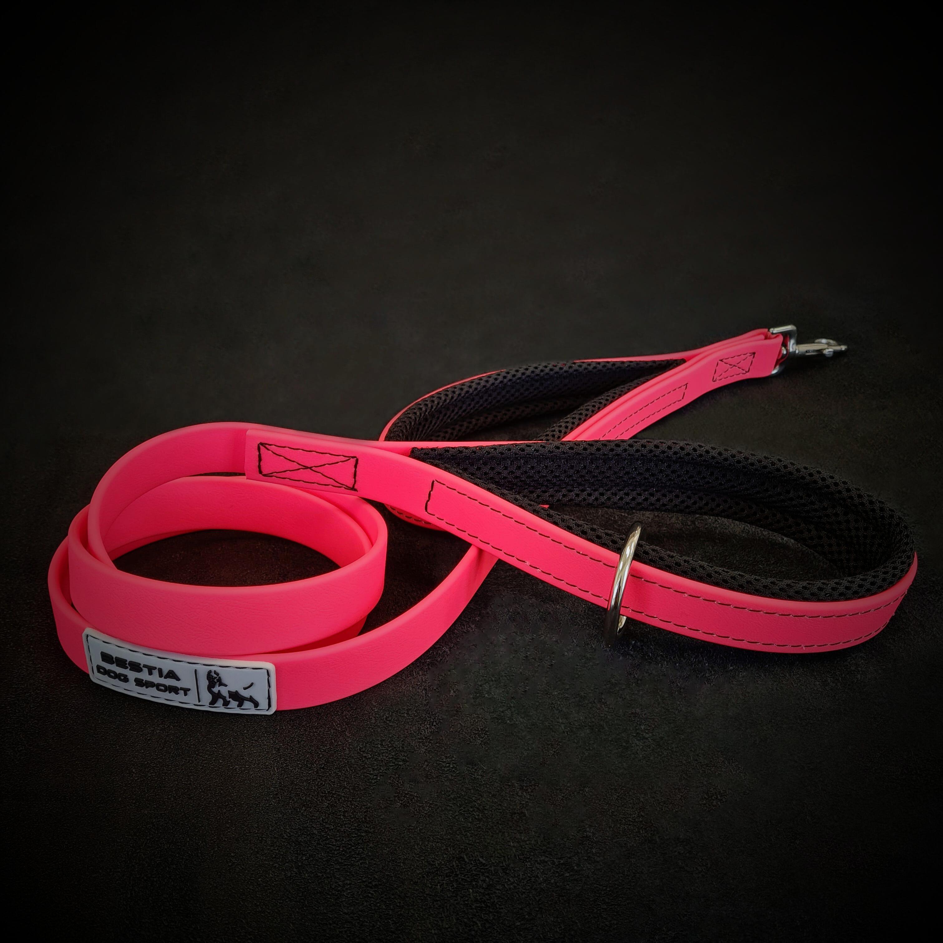 BESTIA DOG SPORT Führleine mit zwei Griffen Neonpink