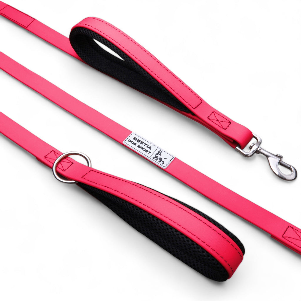 BESTIA DOG SPORT Führleine mit zwei Griffen Neonpink