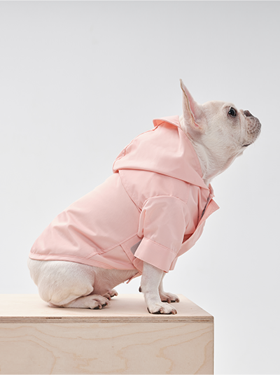 The Drizzle Diva — Adjustable Velcro Dog Raincoat in Blush Pink