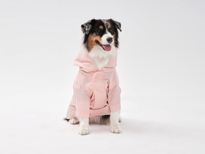 The Drizzle Diva — Adjustable Velcro Dog Raincoat in Blush Pink
