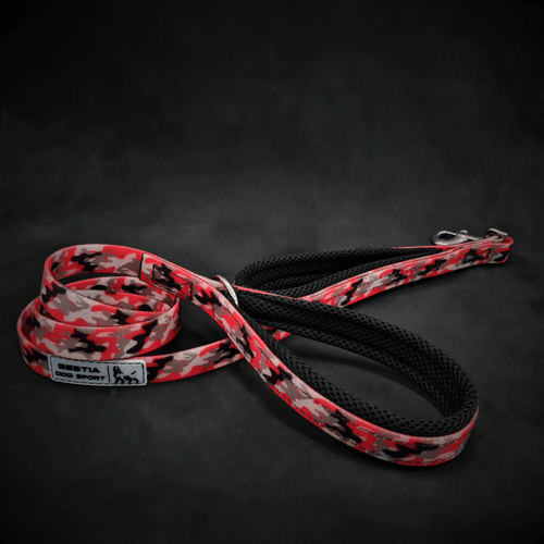BESTIA DOG SPORT Doppelführleine Rot Camo
