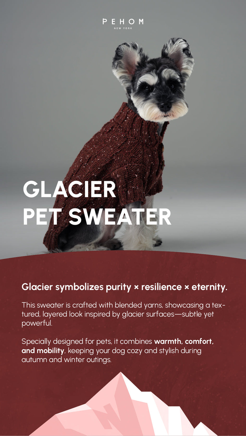 GLACIER PET SWEATER - BURGUNDY.