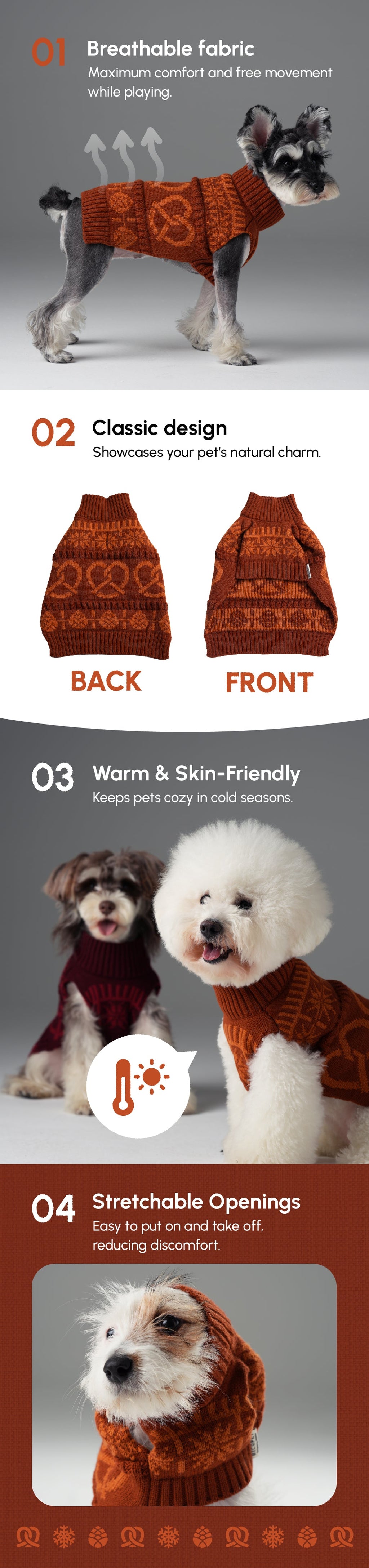 Suéter para mascotas Pretzel - Naranja Toffee