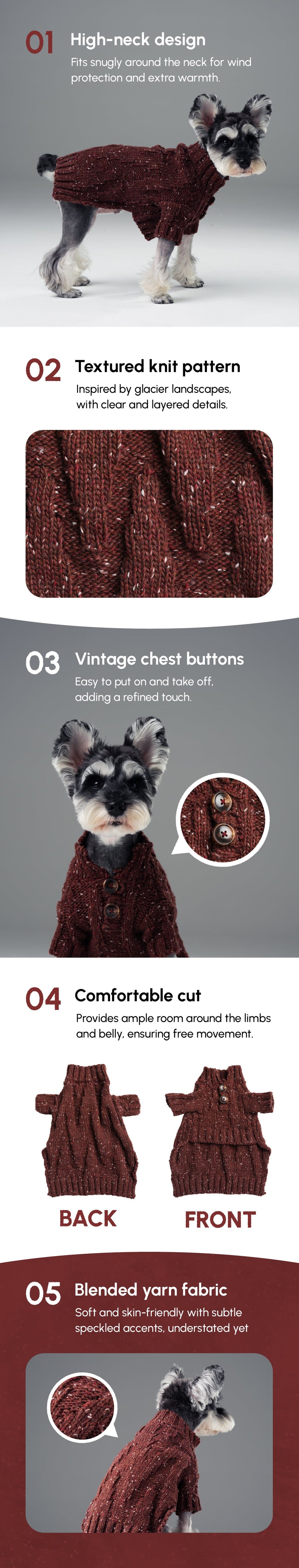 GLACIER PET SWEATER - BURGUNDY.