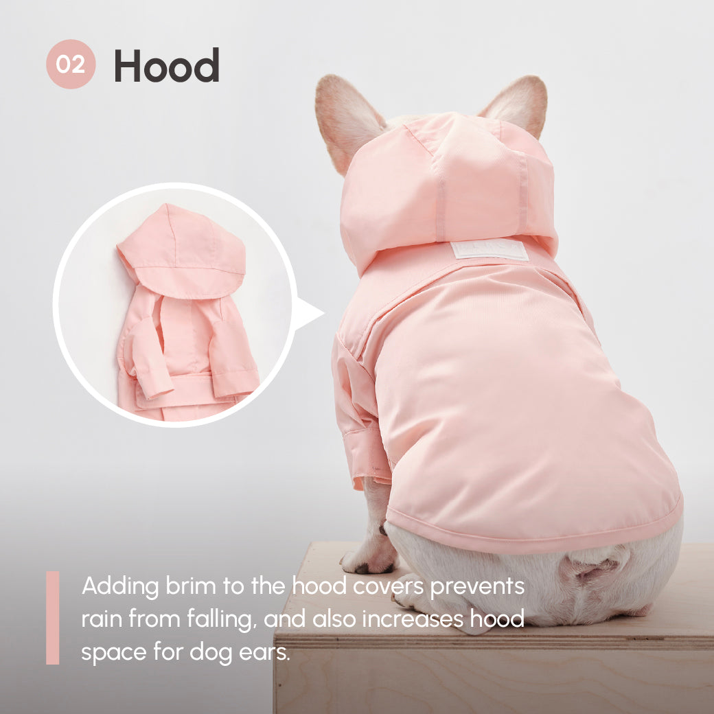 The Drizzle Diva — Adjustable Velcro Dog Raincoat in Blush Pink