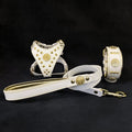 "Maximus White&Gold" Kleines Hunde-SET - Geschirr - Halsband - Leine