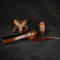 "Maximus Brown&Silver" Klein-Hund SET - Geschirr - Halsband - Leine