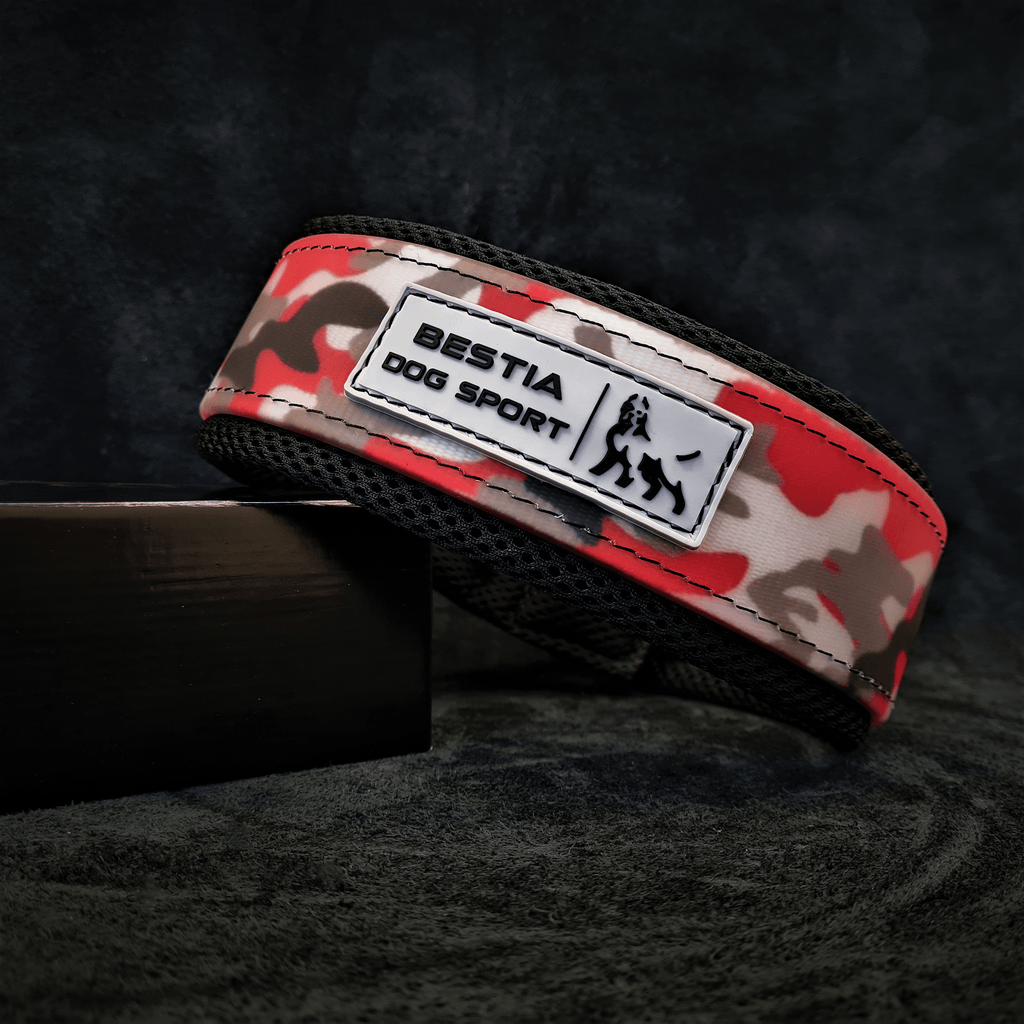 BESTIA HUNDESPORT HALSBAND ROT CAMO